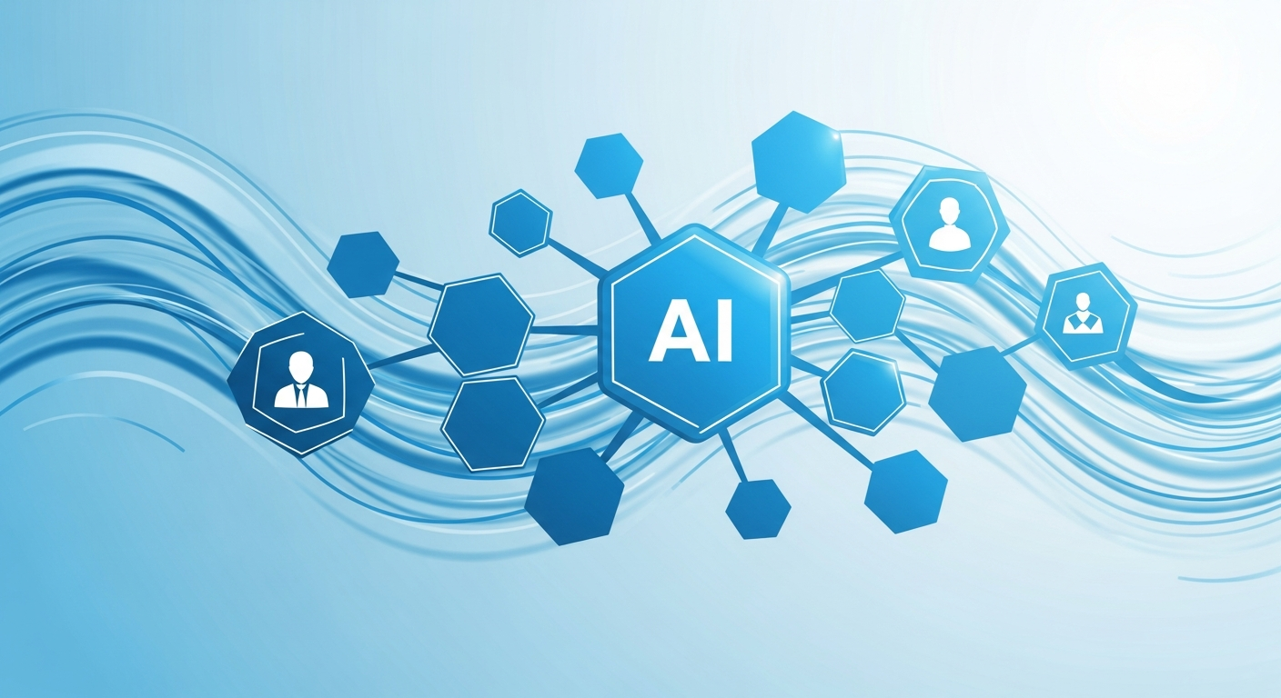 AI search visibility concept showing interconnected nodes and data streams